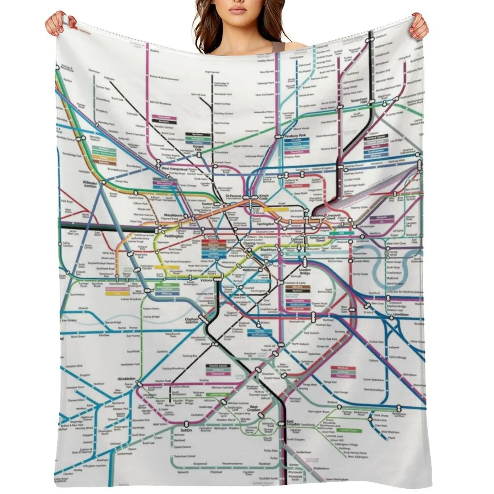 London AllRail map Throw Blanket halloween Flannel Soft Plush Plaid Luxury Designer Comforter Soft Beds Blankets
