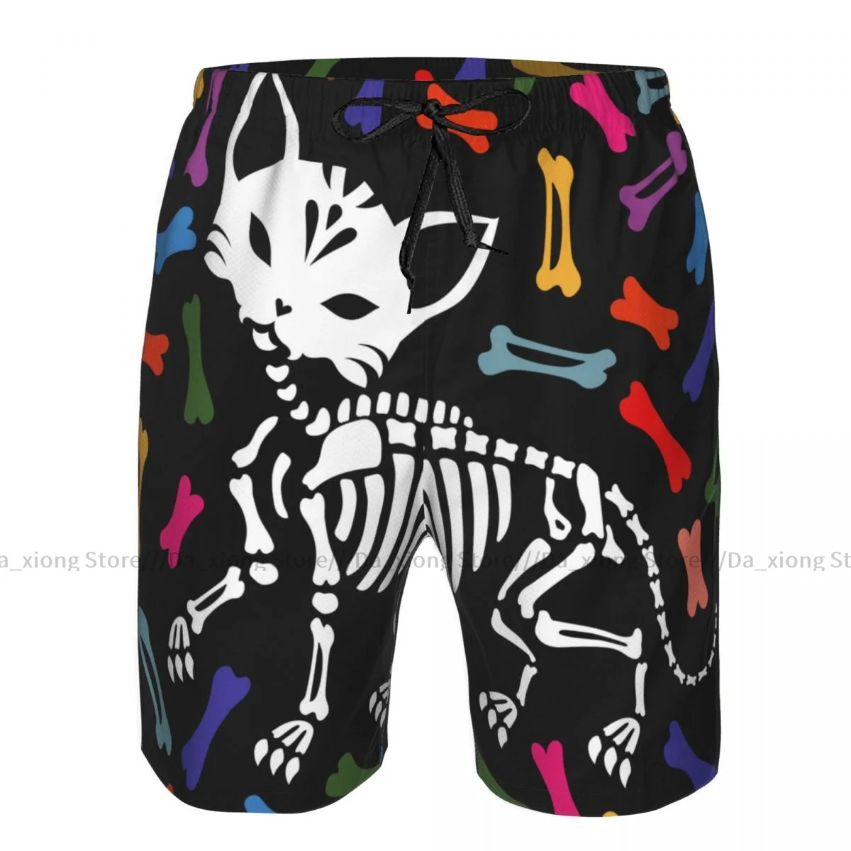 

Man Swimwear Lovely Cat Skeleton Day Of The Dead Swim Shorts Trunks Beach Board Shorts Swimming Swimsuits