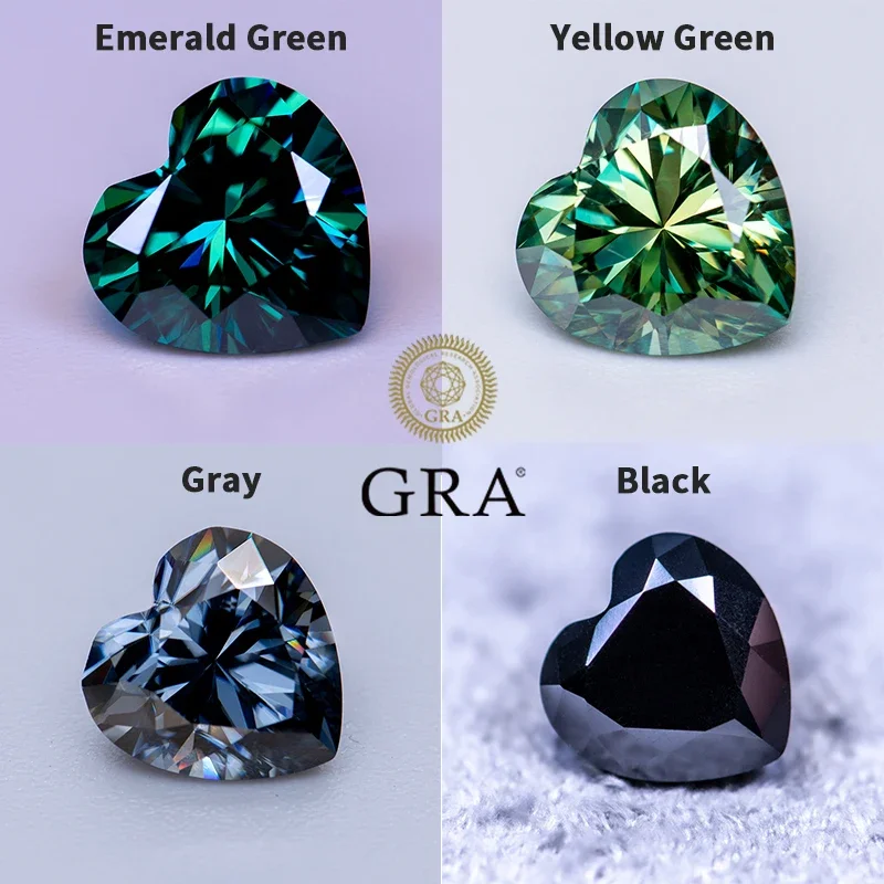 New Moissanite Stone Gemstone Heart Shape VVS1 Multiple Colors Pass Diamond Tester for Jewelry Rings Making with Certificate