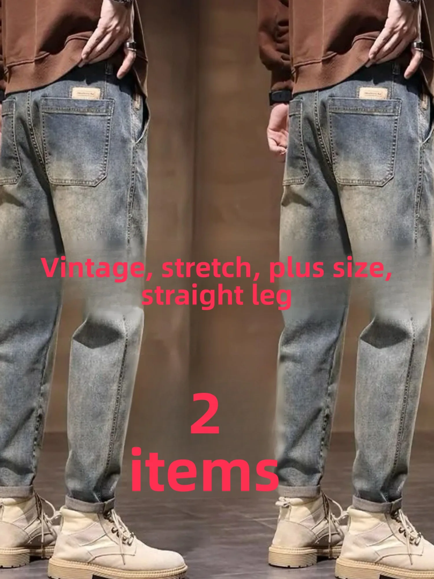 

Loose Fit Men's Jeans Straight Leg Casual Workwear Cotton Stretch Denim Retro American Sle Wear Resistant Autumn Winter New...