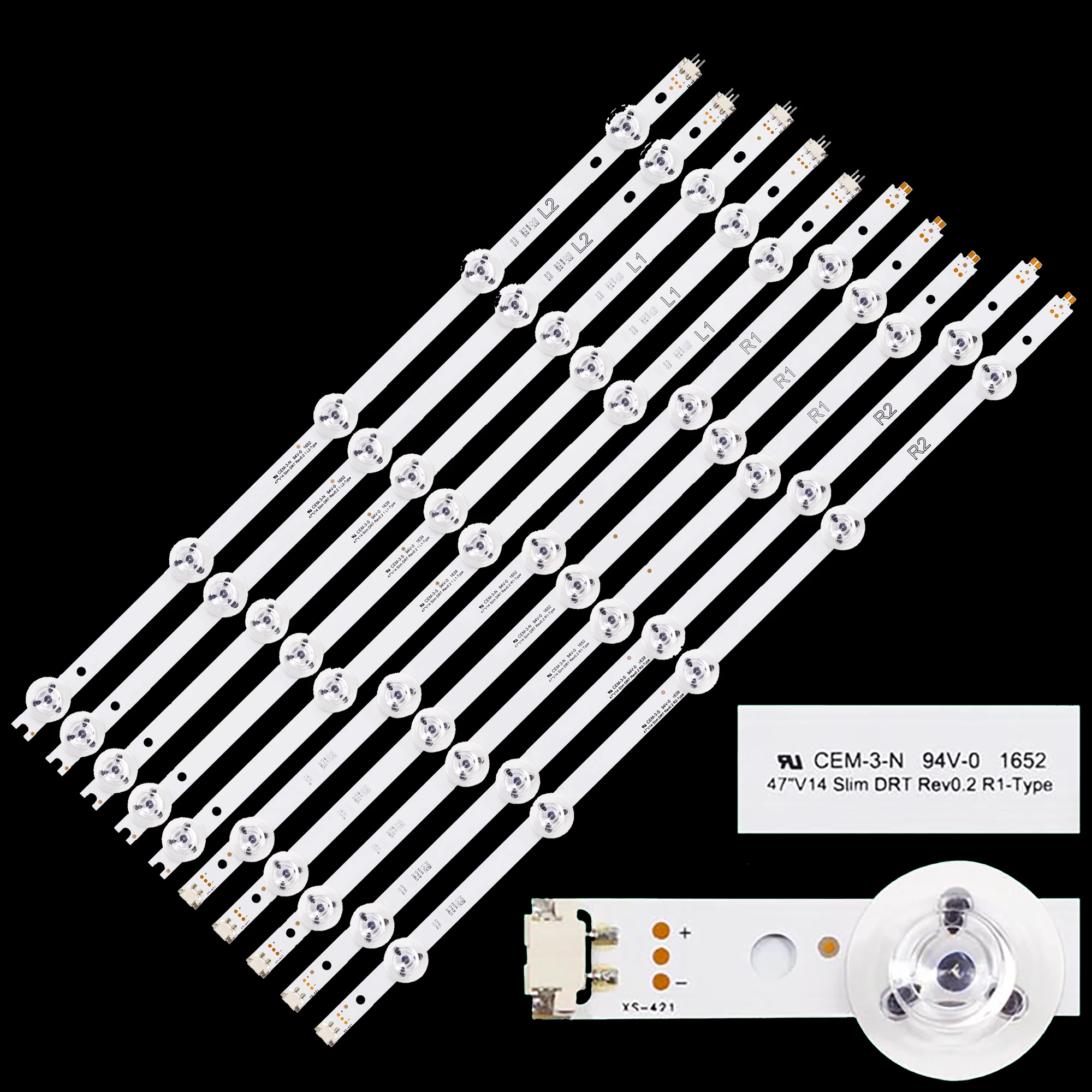 

LED Strip For 47" V14 slim DRT Rev0.2 1 L1 L2 R1 R2 Type TX-47AS650 47AS740 47AS650E 6916L-1811A 6916L-1812A LC470DUF (VG) (F1)