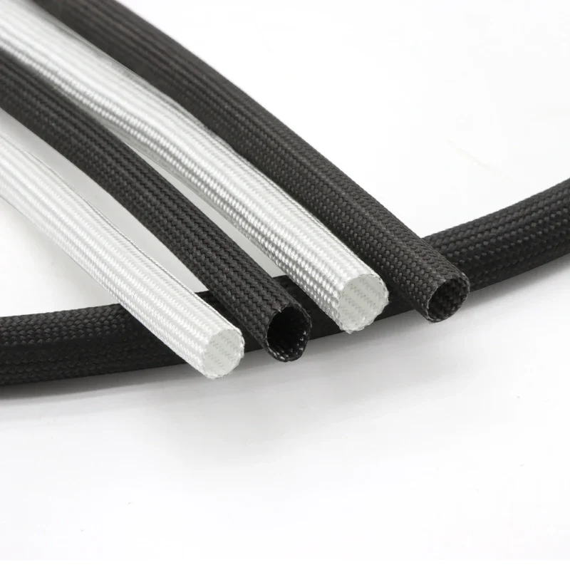 1/2/5m Braided Fiberglass Sleeve ID 1mm ~ 40 mm 600 Deg.C High Temperature Chemical Glass Fiber Tube Fiberglass Sleeving