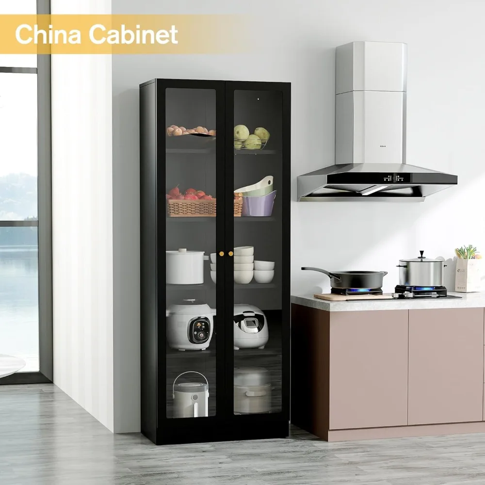 خزانة عرض معدنية ذات رف قابل للتعديل للمقتنيات، رف كتب أسود من 5 طبقات