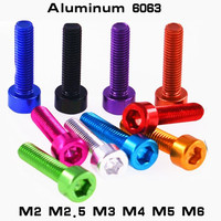 10pcs aluminum allen scerw din912 M2 M2.5 M3 M4 M5 M6 colourful aluminum hex socket cap head machine screw bolts