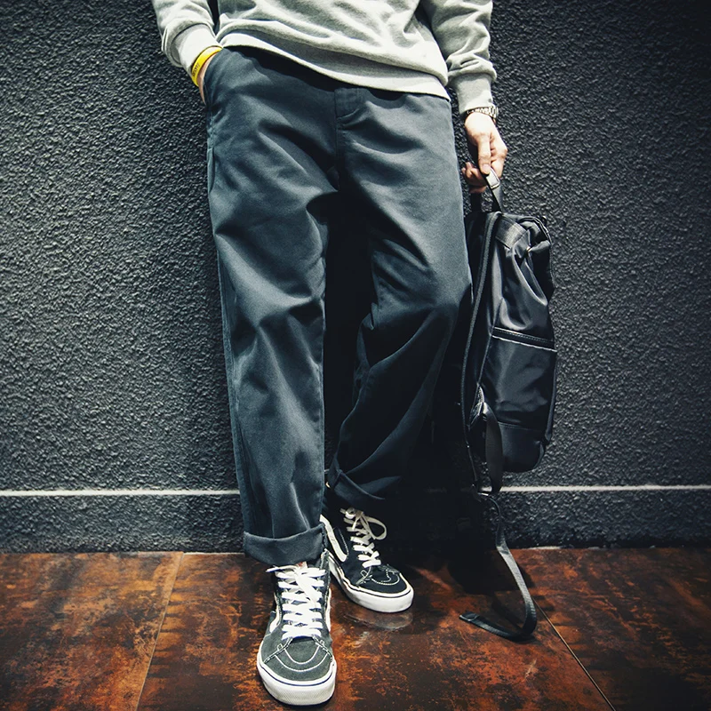 Loose Straight Leg Cotton Casual Pants Men's Comfortable Black Large Size Workwear Trousers Spring Autumn Fashionable