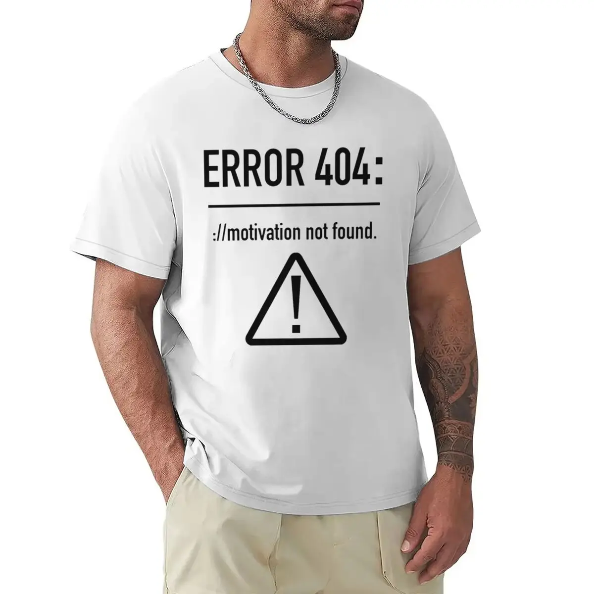 Funny Letters Design T-shirts for Men Error 404 Motivation Not Found Graphic Tee Short-sleeve Crewneck T-shirt Casual Summer Top