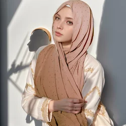 India Popular Hijab Rhinestone Chain Design Chiffon Soft Scarves Shiny Stone Wraps Elegant Foulard Muslim Women Party Scarf