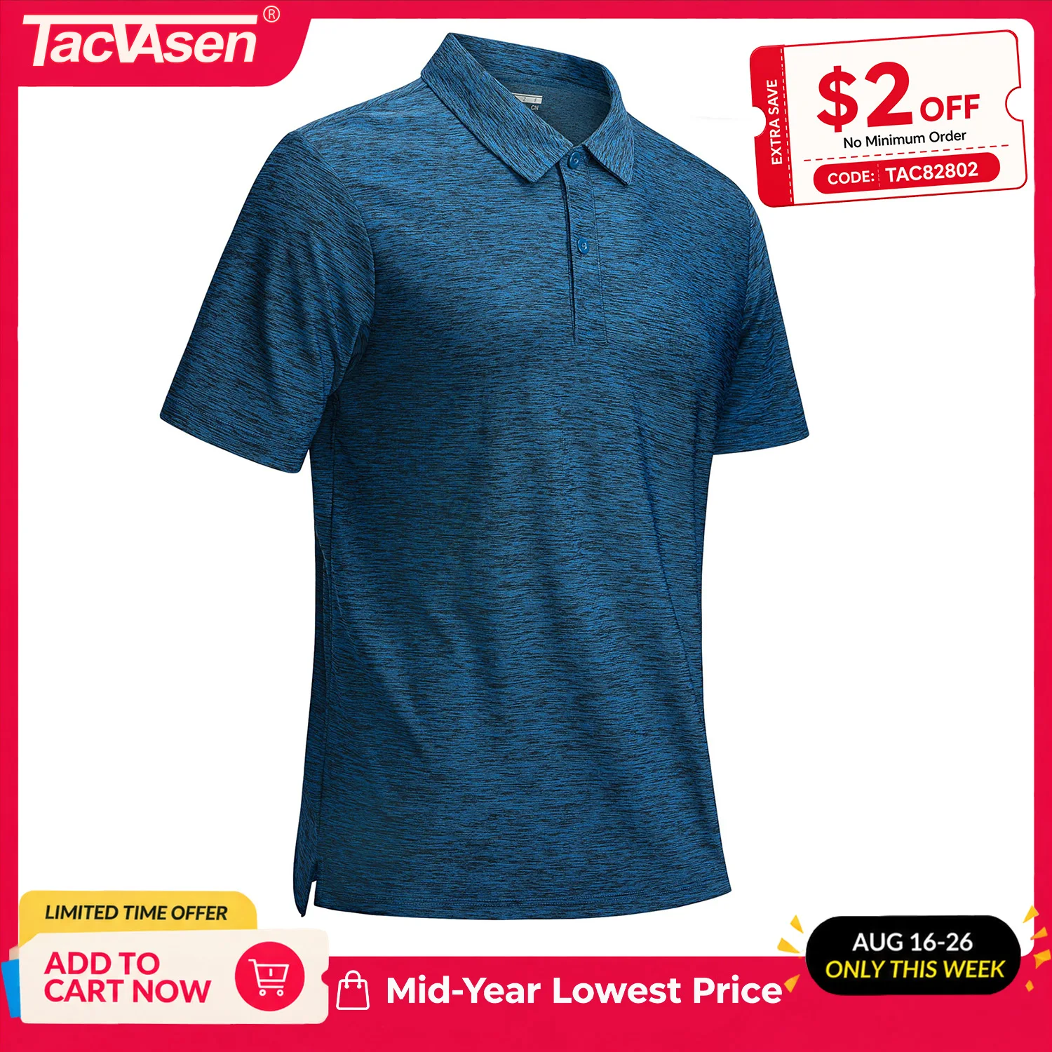 Mens Summer Polo Shirts Lightweight Dry Fit Golf Tee