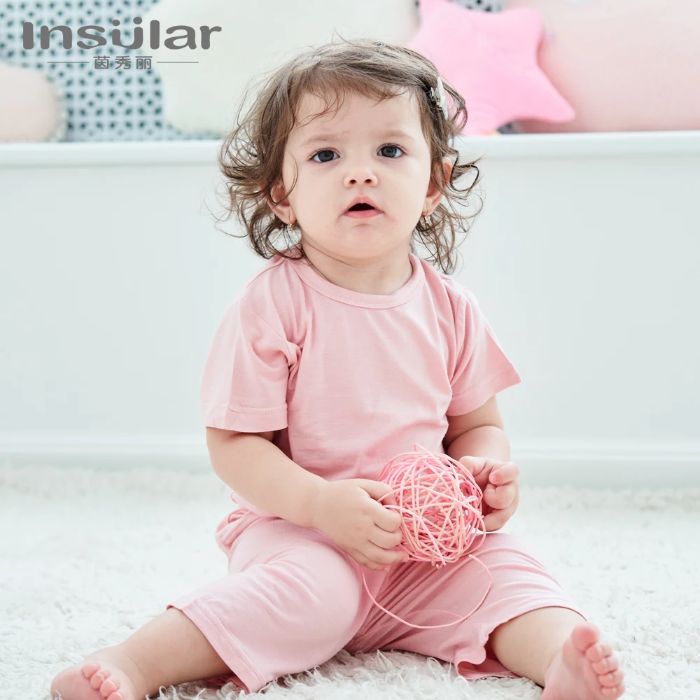 Insular Baby Clothes High Waist Belly Protection Autumn Clothes Split Modal Suit Super Foreign Baby Autumn Clothes And Pants