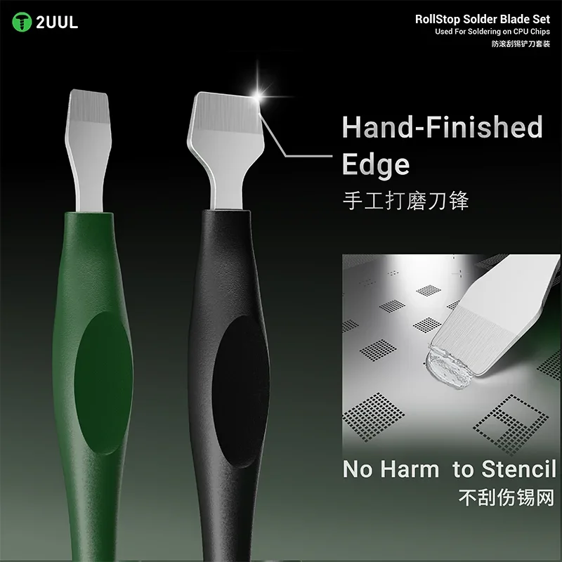 2UUL DA19 RollStop Soldering Blade Set Precision Anti-slip handle for Mobile phone motherboard CPU chip Welding Repair tools set