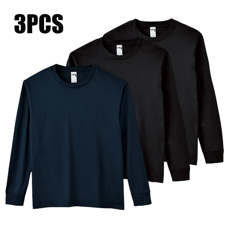 GILDAN Cotton T Shirt Spring/Autumn Fashion Mens T-Shirt Homme Men's Long Sleeved O-Neck Solid Color Casual T-Shirts Tops Tees