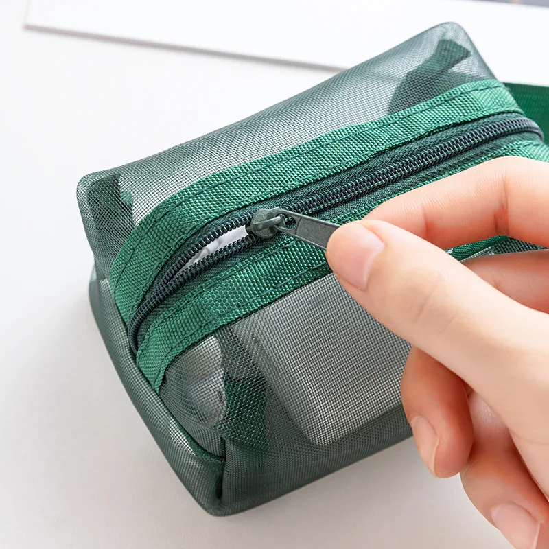 Transparente Netz-Reißverschlusstaschen Mehrzweck Tragbare Reise-Aufbewahrungsbeutel für Kosmetik Elektronik Karten Münzen Toilettenartikel Organizer – Detail 6