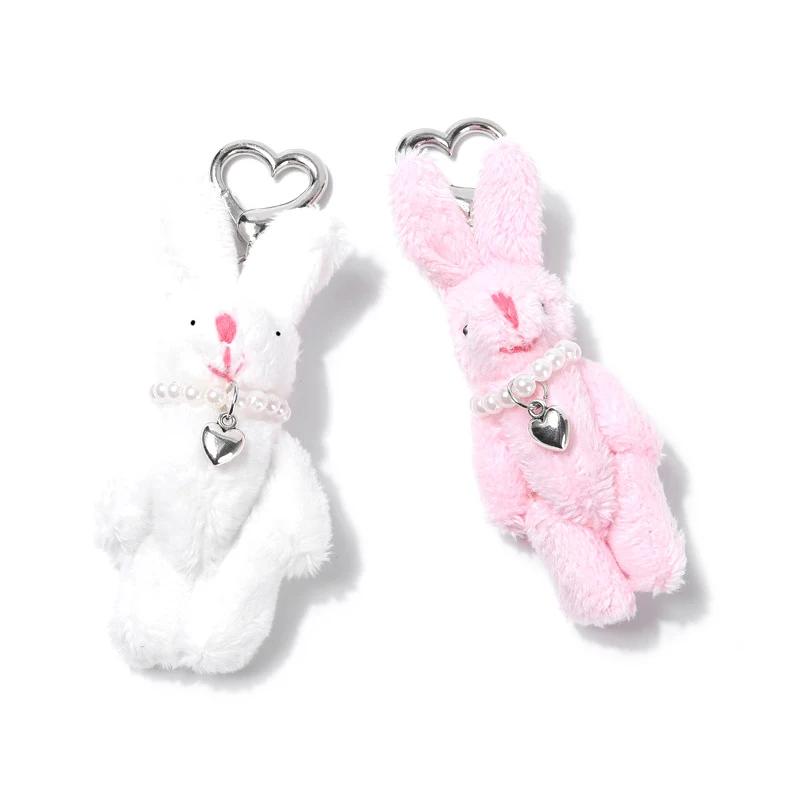 Cute Rabbit Dolls Keychain Bunny Heart Phone Chain INS Punk Bag Decoration Love Heart Keyring For Backpack Bag Accessories