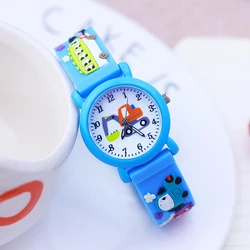 Nuevos relojes de pulsera de cuarzo con dibujos animados de coche excavadora a la moda para niños y niñas, regalos de cumpleaños y vacaciones para estudiantes pequeños