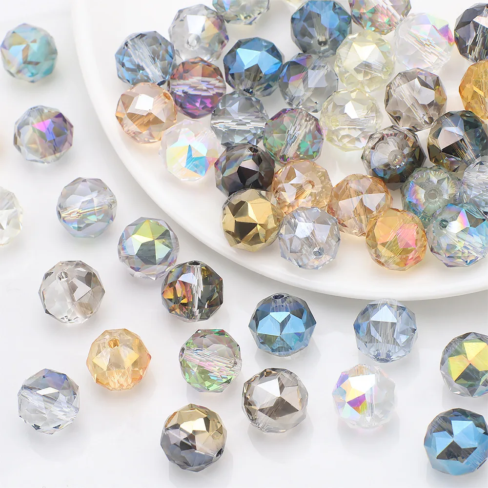 Neue 10mm Blumen-Glasperlen, runde Diamantoberfläche im Ins-Stil, Phantom-Mokka, Xiaohongshu Handy-Anhänger DIY
