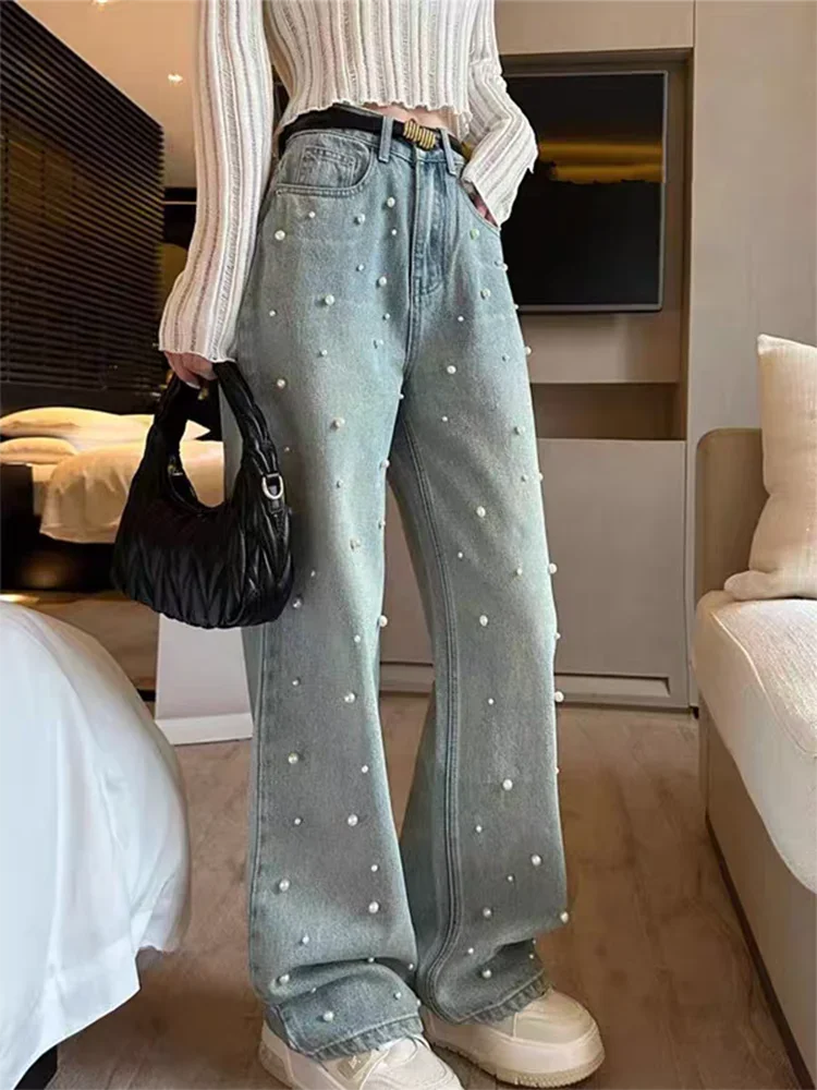 Y2k Summer New Slim Casual Women Jeans Blue High Waist Basic Straight Pants Female Chicly Fashion Street Loose Woman Jeans