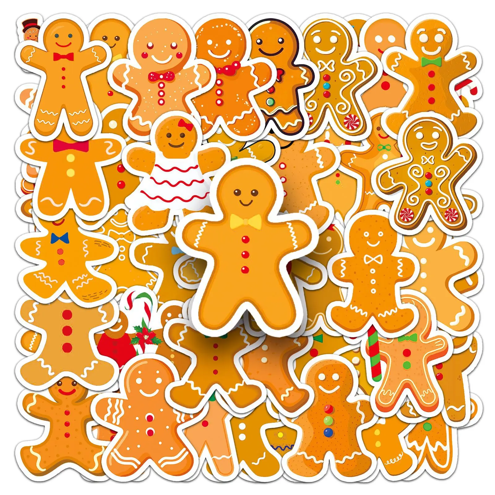 

50Pcs Cartoon Gingerbread Man Series Graffiti Stickers Suitable for Laptop Helmets Desktop Decoration DIY Stickers Toy Wholesale