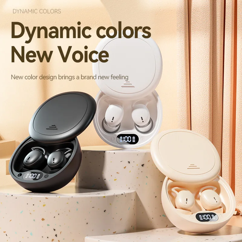 Wireless Bluetooth Earphone Noise Reduction Sleep Use Light Weight Soft Wear HiFi Sound Effect Long Battery Life Power Display