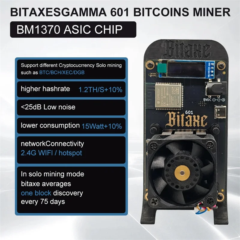 Bitaxe Gamma 601 Bitcoin Miner Baru, Bitaxe Miners 1.2T Asic Chip Dari Antminer S21 Pro BTC Miner Dengan Bracket Colokan EU