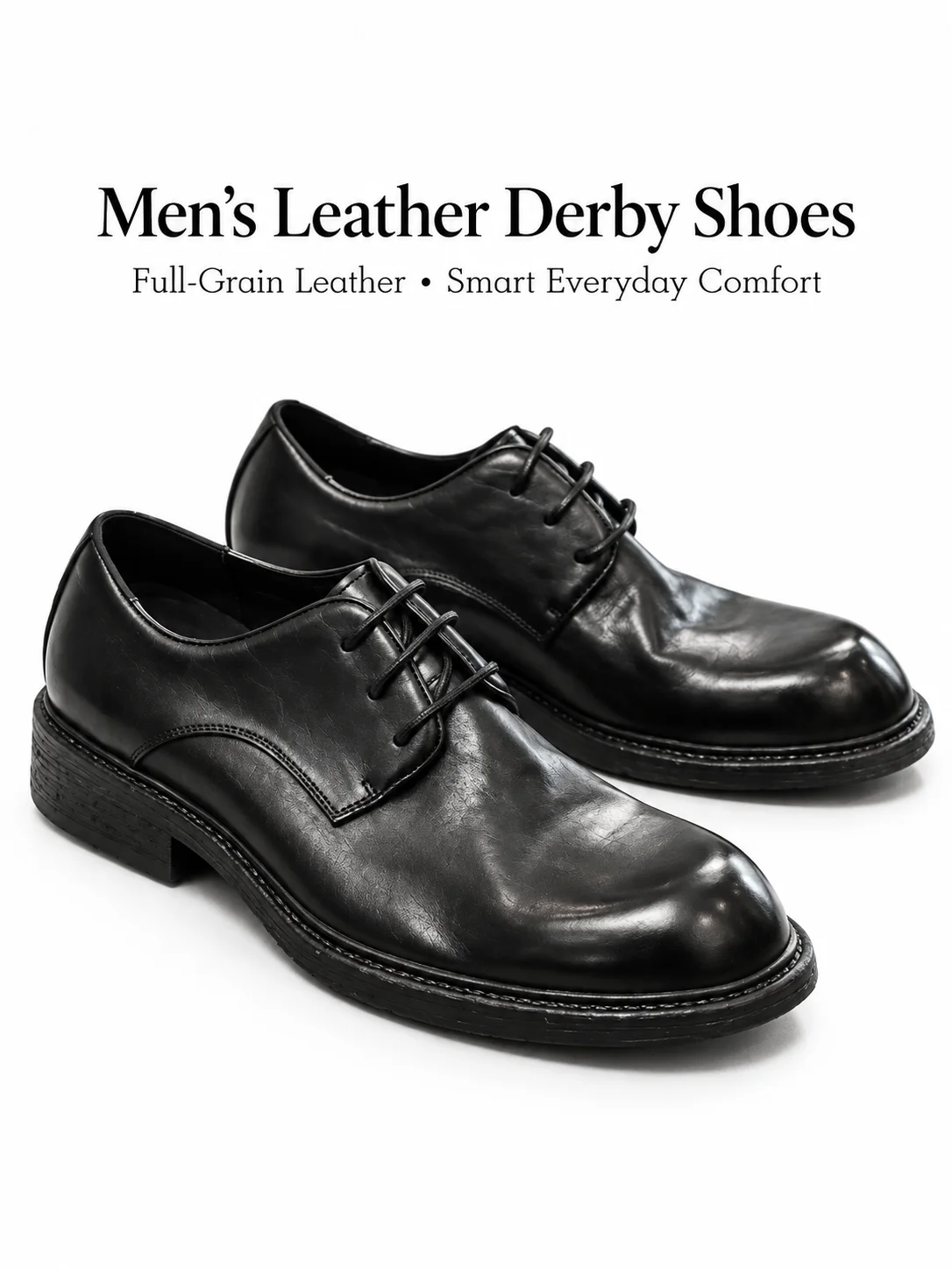 Men's Derby Dress Shoes Horsehide Leather Vintage Washed Business Oxfords