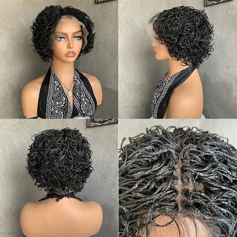 

25COSAfro Dreadlocks Full Lace Синтетический 3x Твист Плетеный Короткий Парик Для Чернокожих Женщин Прозрачный Парик Детских Волос Высокого Качества