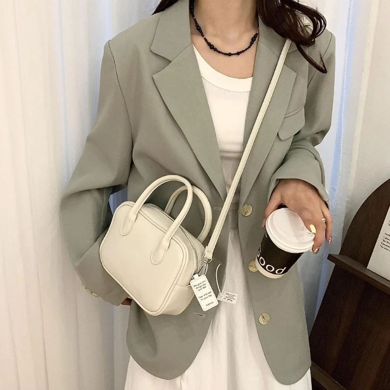 Women Solid Color Shoulder Bag Shopping Bag PU Leather Crossbody Bag Handbag