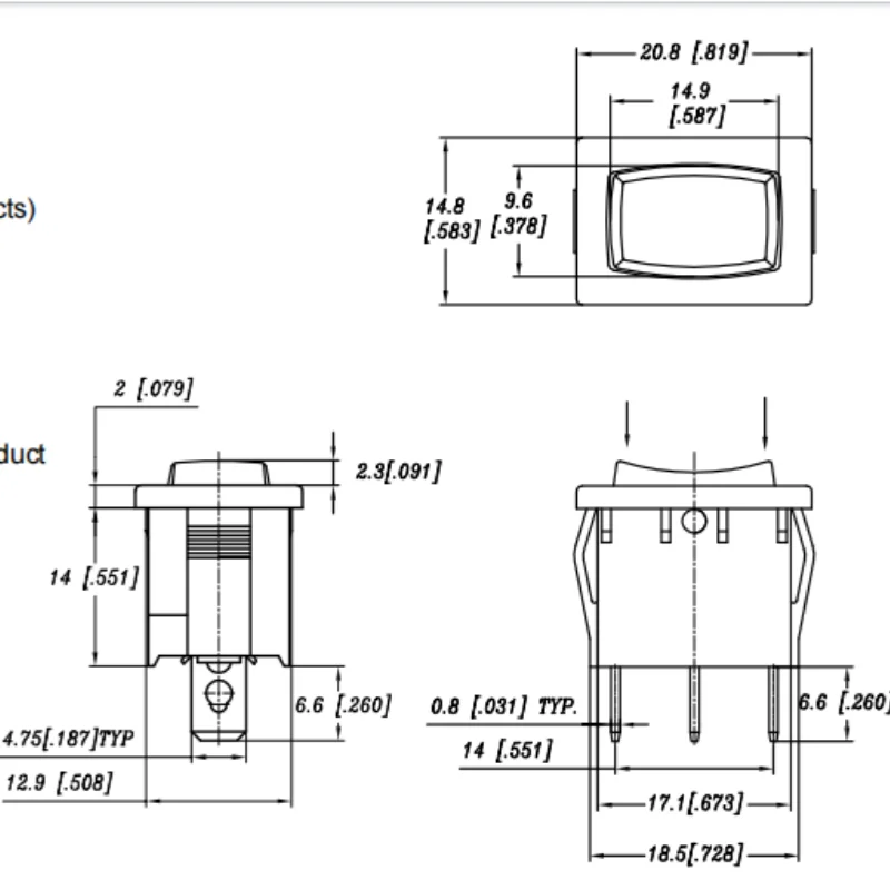 100% الأصلي حقيقية قارب على شكل تحويل الطاقة التبديل R19A 6A250V T105/55 1E4 لوحة حجم 15*21 مللي متر