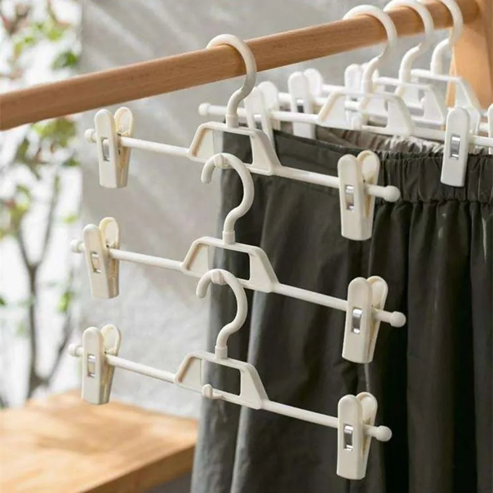 5PCS Skirt Peg Hanger Adjustable Trouser Clips Save Space Hangers Non-Slip Fix Clip Hanger Skirt Peg Hangers Wardrobe Organizer