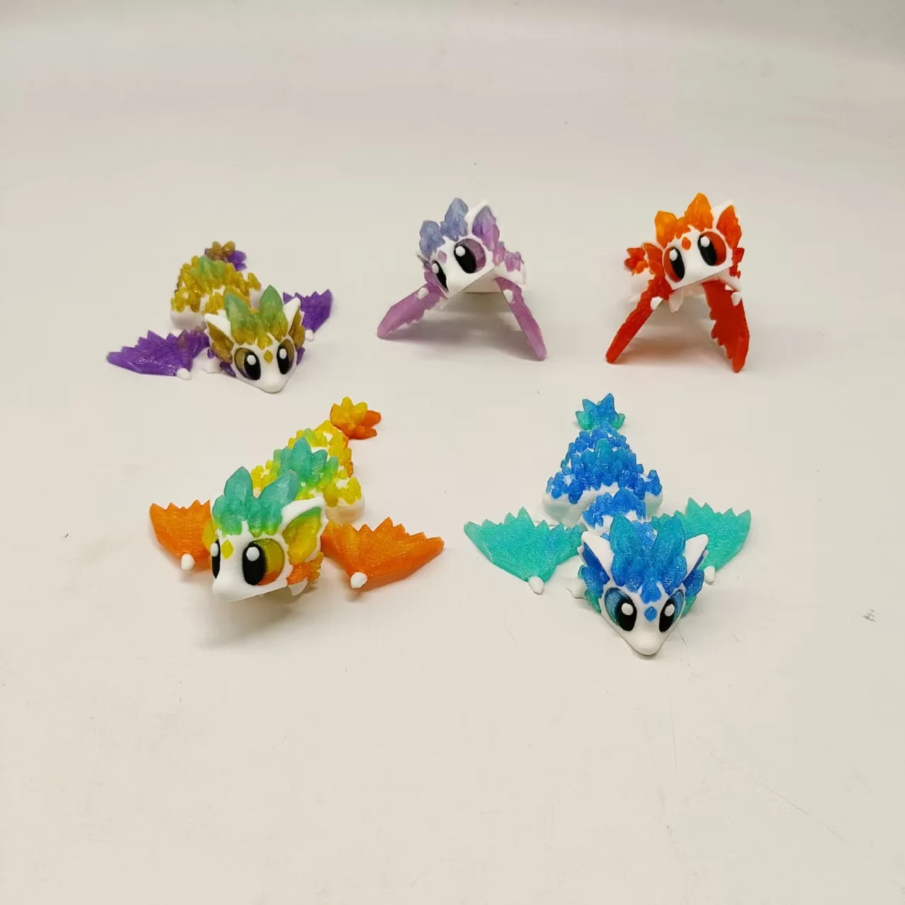 Multi-cor cristal glaciar pequeno dragão 3d impresso brinquedo simulação animal dragão brinquedo modelo bonito artesanato decoração de casa presente do feriado