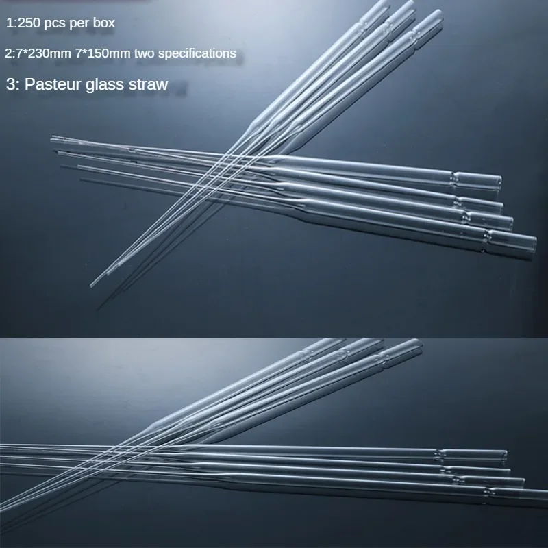 Glass Pasteur Pipettes Latex Dropper 150mm 230mm Extended Pasteur Pipettors Sampling Tube Rubber Tipped Dropper