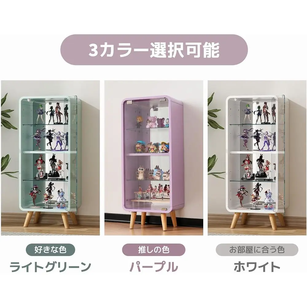 4-Tier Adjustable Glass Display Cabinet with Mirror Back, Figure Storage, 14.2W x 10.2D x 35H - view 4