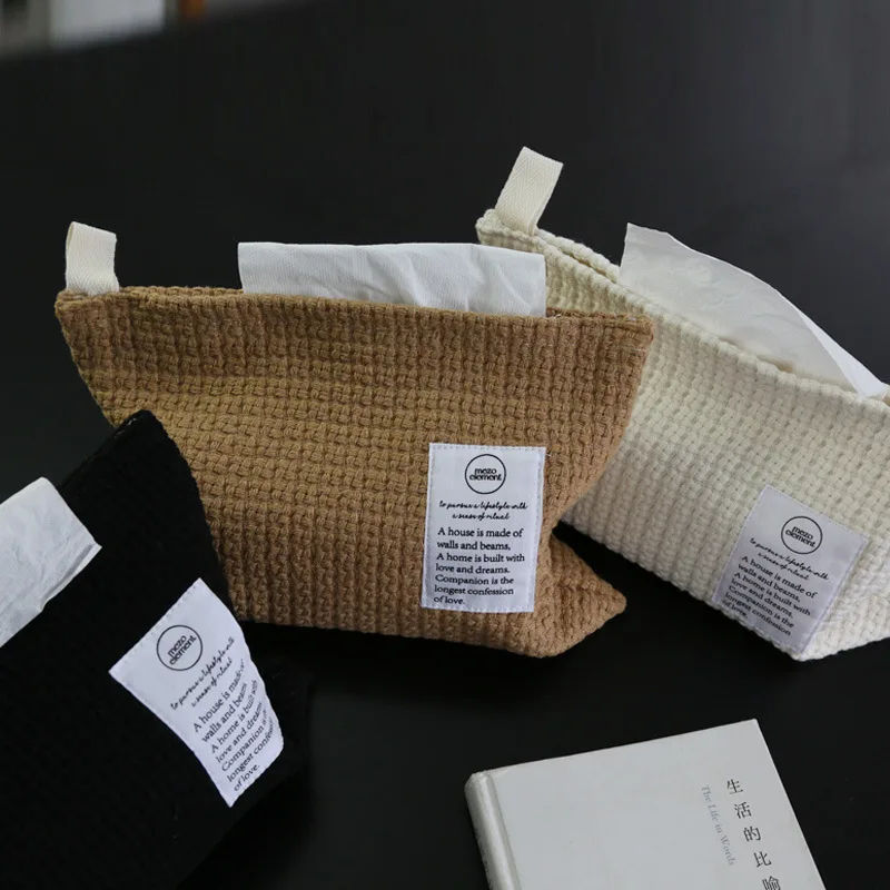 High Quality Table Napkin Boxes Knitting Hanging Ear Paper Issue Bag Thread Napkin Holder Tissue Bag Storage Napkins