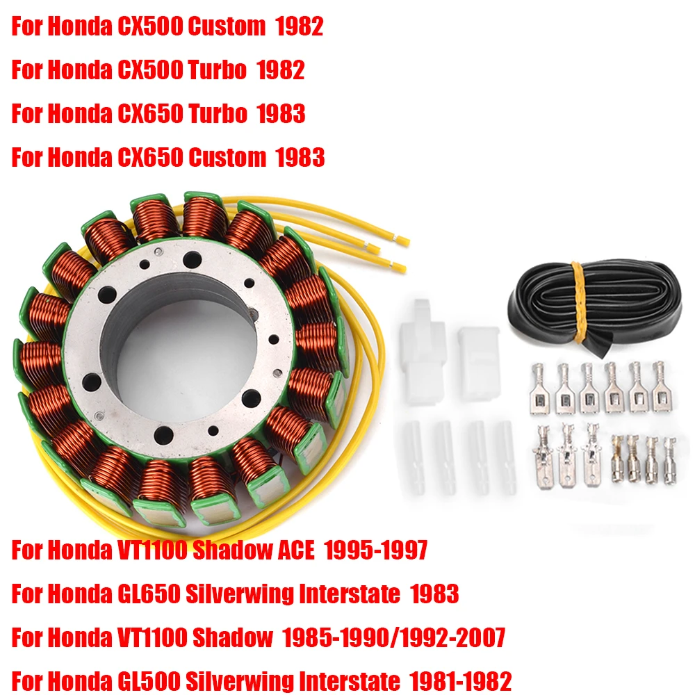 Stator Coil For Honda GL500 Silverwing Interstate  1981-1982 CX500 Custom Turbo 1982 CX650 Turbo Custom 1983 VT1100 Shadow ACE