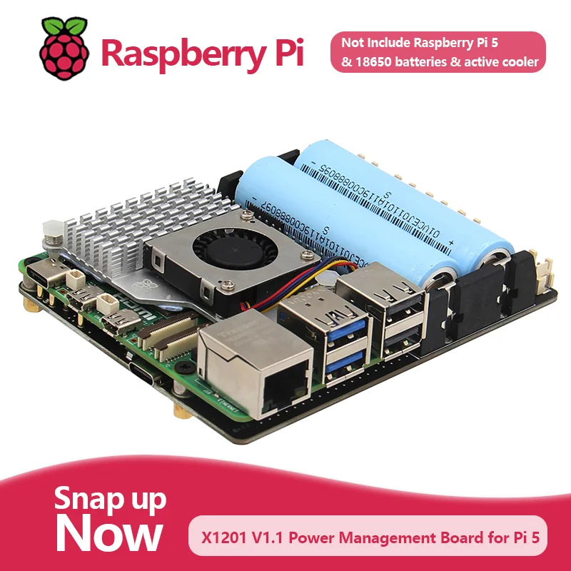 VoltSGeekworm Raspberry Pi 5 18650 UPS, X1201 V1.1 Power Management Board With Auto Power On For Pi 5