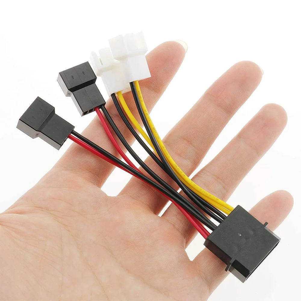 1Pcs 4-Pin Molex to 3-Pin Fan Power Cable Adapter Connector Computer Cooling Fan Cables 12V/5V DC for CPU PC Case Fan