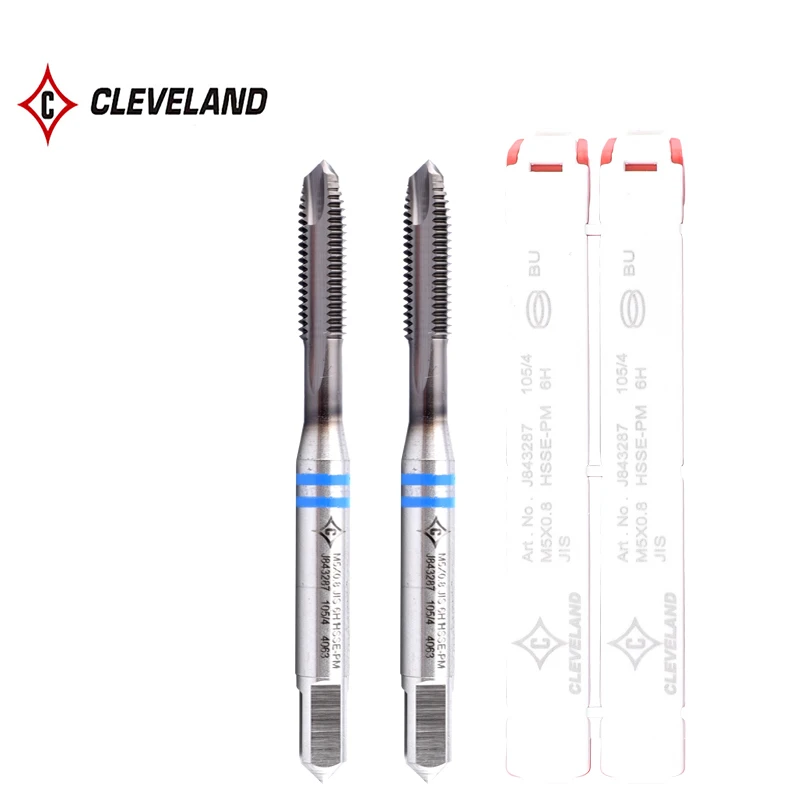 CLEVELAND HSS-PM With JP Coating Spiral Pointed Tap M3 M4 M5 M6 M8 M10 M12 M14 M16 Machine Thread Taps For Titanium Alloy