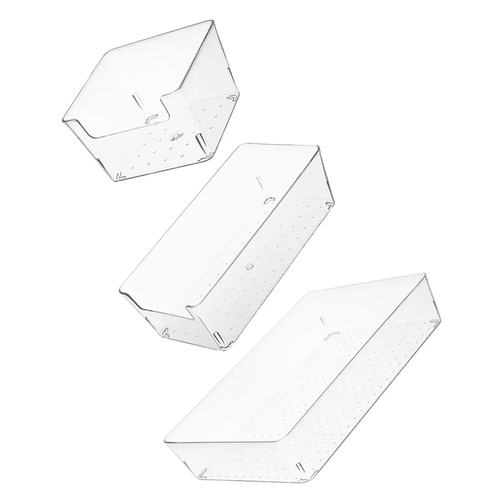 

3PCS Desktop ganizer Transparent Storage Box Set Divider Office Supplies Pen Holder Makeup Brush Case Large Capacity for Home