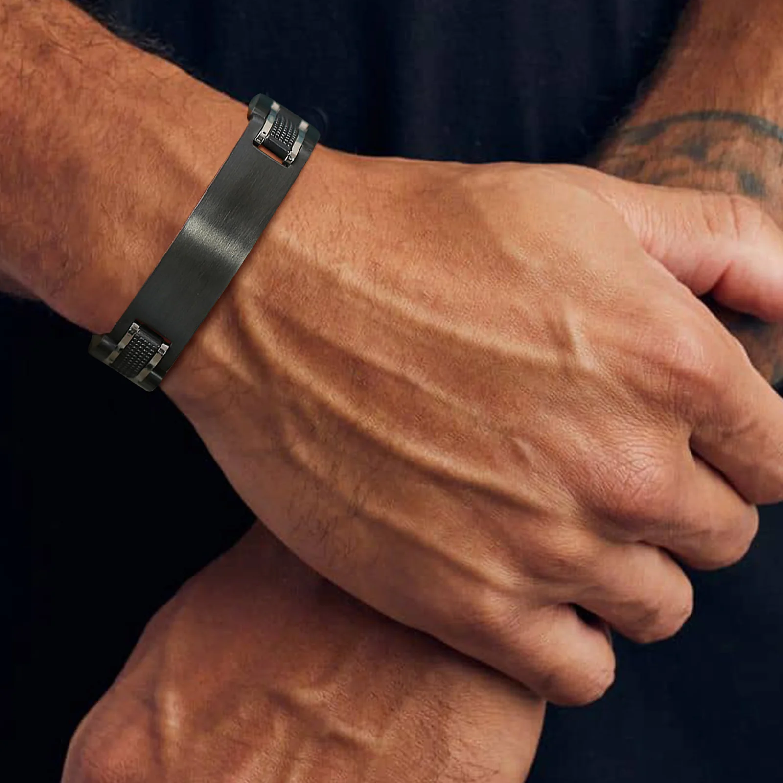 Customized Watch Band Bracelet for Men,Personalized Stainless Steel Chunky Bracelet,Luxury DAD Husband Boyfriend Gift