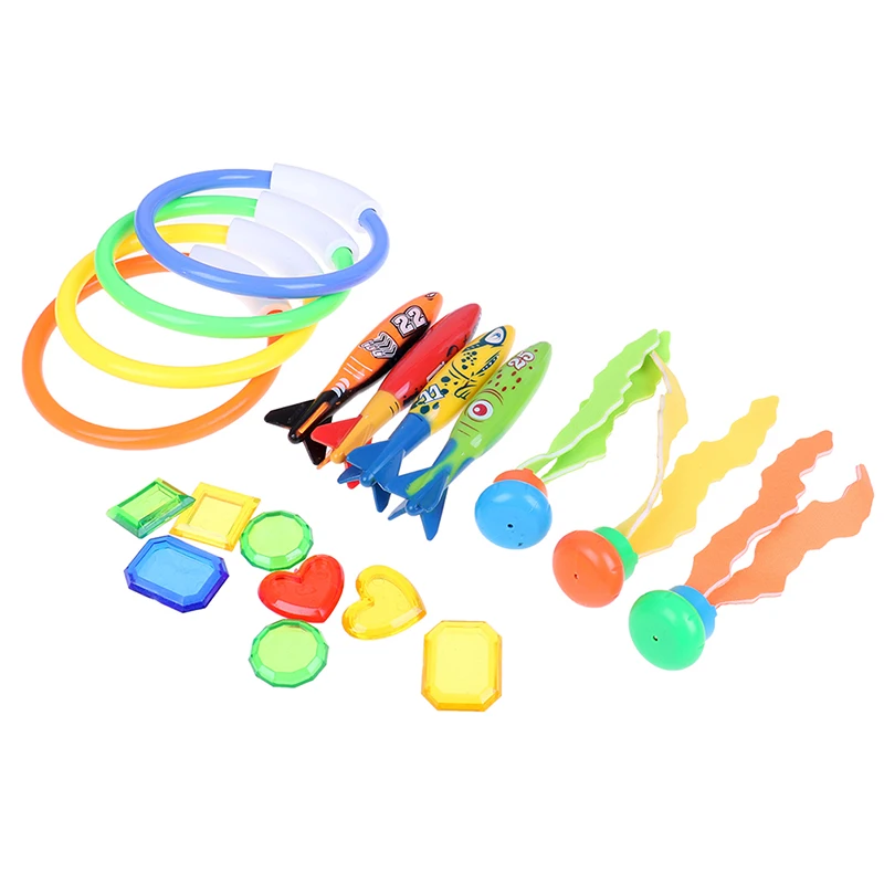 

19pcs Swimming Pool Throwing Diving Toys Underwater Rings Diving Circle Set