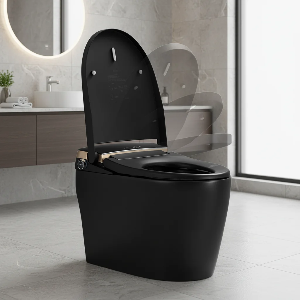 

Floor Mounted Automatic Flush Open Piece Bathroom Wc Smart Toilet With Remote Control