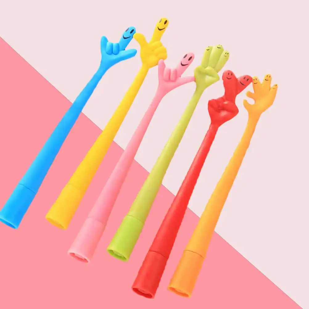 12Pcs Colorful Ballpoint Pens Finger Design Smooth Writing School Office Promotion Gift Pens Stationery Roller Pen