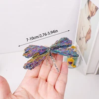 1PC Natural Crystal Stone Reiki Gemtone Healing Aura Tourmaline Colorful Flame Butterfly Animal Statue Home Garden Decorations 3