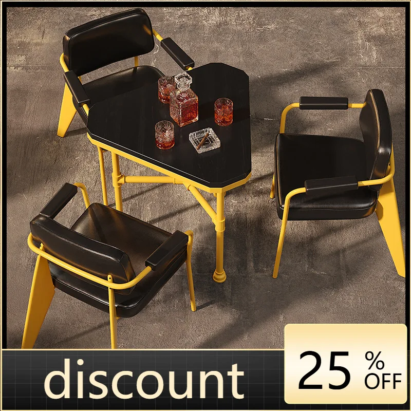 

LTT industrial style table and chairs creative bar barbecue restaurant music dining bar wrought iron booth combination