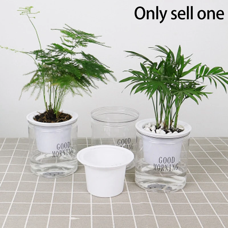 Self-Watering Flowerpot Automatic Water Absorption Succulent Aquaculture Transparent Round Plastic Hydroponic Flowerpot