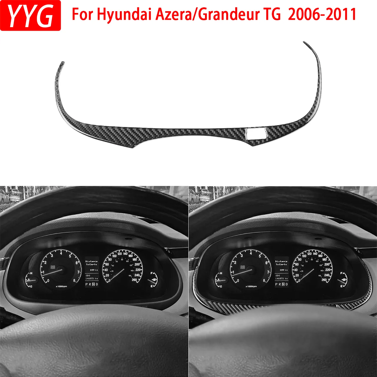For Hyundai Azera Grandeur 2006-2011 Carbon Fiber Dashboard Speedometer Trim Panel Decoration Car Interior Accessory Stickers