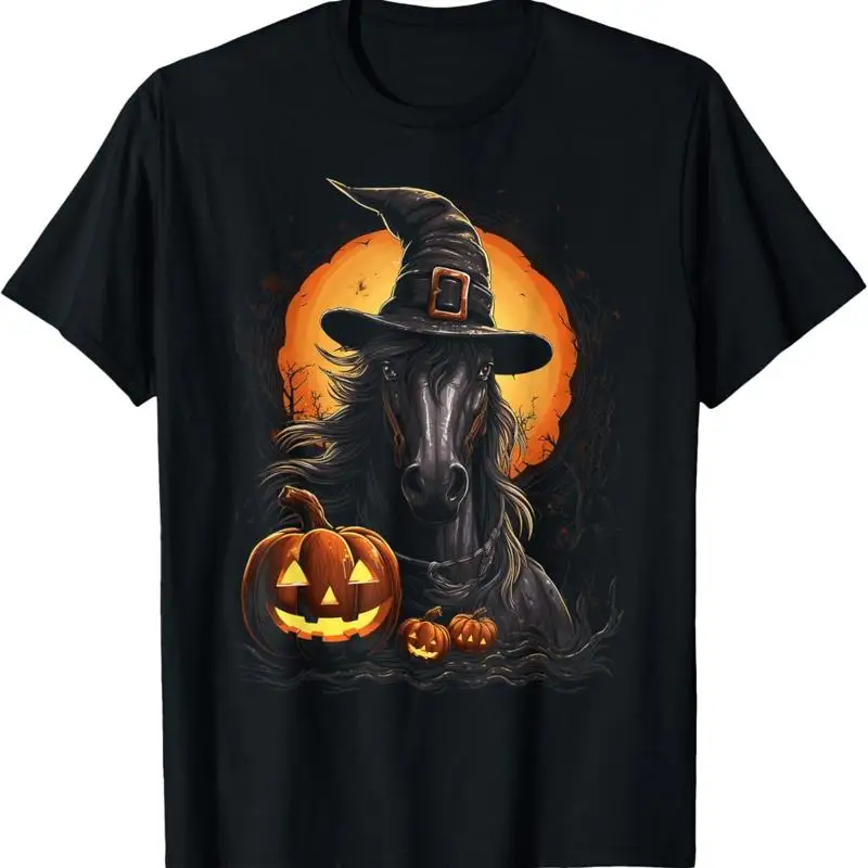 Camiseta de Halloween con diseño de caballo Percheron para