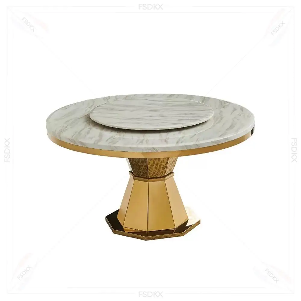 

FSDKX Premium Wedding Tables Wedding Events Modern Gold Stainless Steel Round Wedding Party Tables