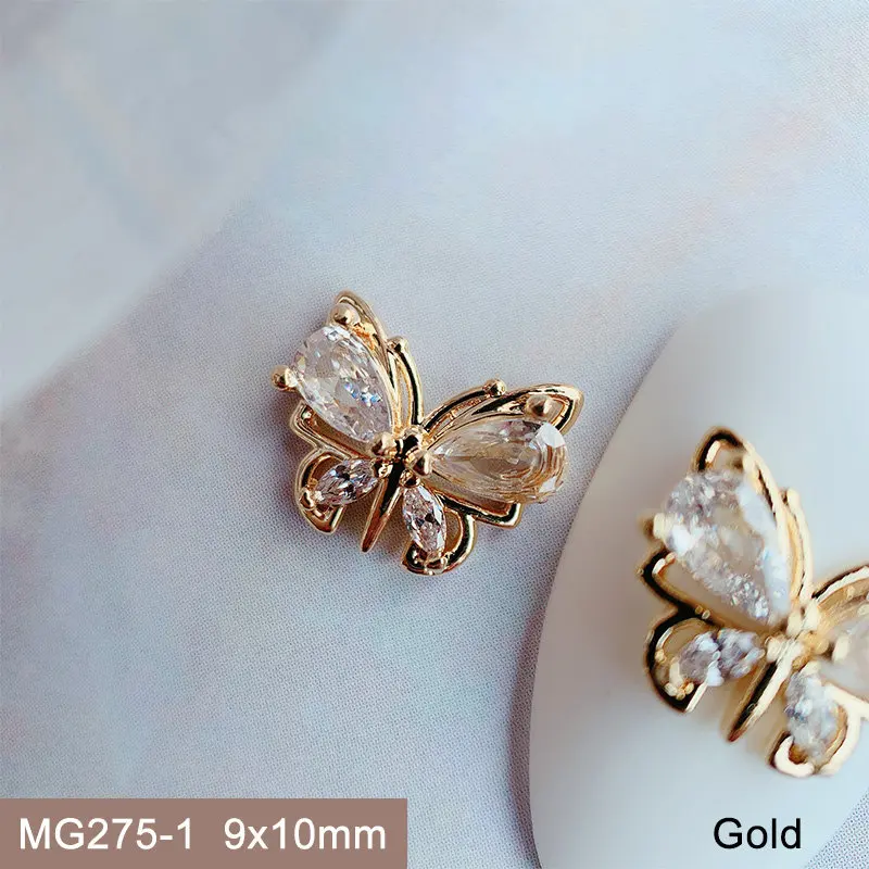 10pcs kawaii Luxury Butterfly Alloy Nail Art Parts Zircon Crystal Metal Manicure Nails Accesorios Supplies Decorations Charms