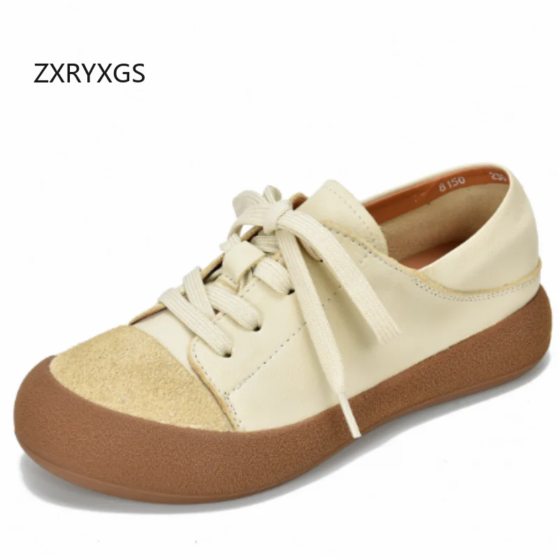 

ZXRYXGS 2025 новые модные кроссовки из воловьей кожи, цветные кроссовки из натуральной кожи, модная повседневная обувь, дорожная обувь на плоской подошве