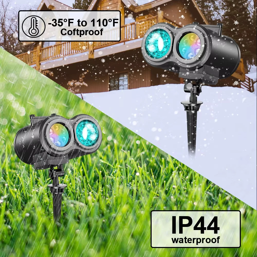 Halloween Christmas Projector Lights Outdoor, 2-in-1 Moving Pattern Landscape Lights,HD Effects Projection Light for Xmas Decor 7